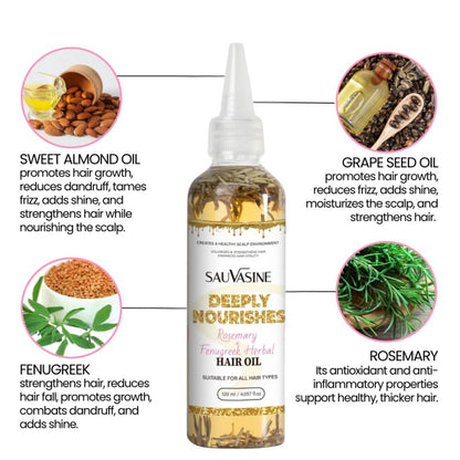 Deep Nourishing Hair Growth Oil with Rosemary & Fenugreek Extracts